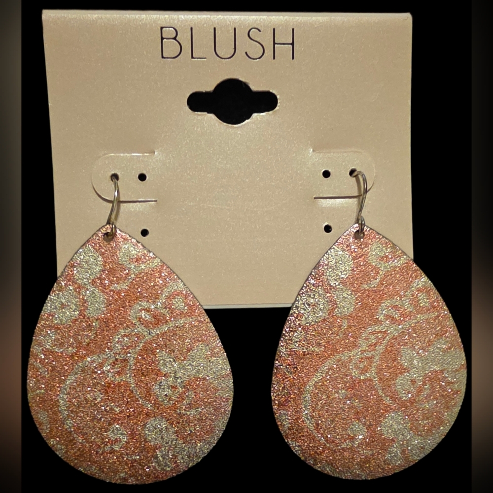 Pink & White Shimmery Teardrop Earrings